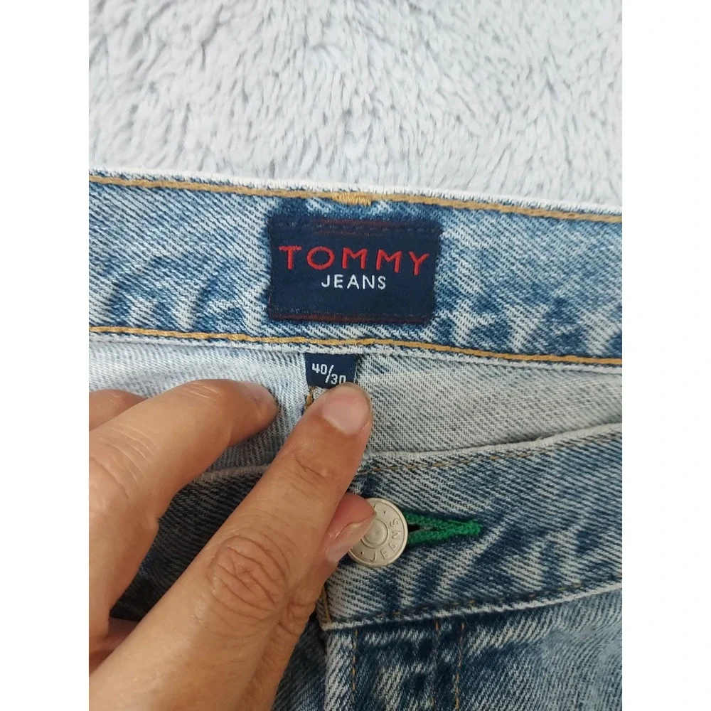 Vintage Tommy Hilifiger Jeans Men 40x30 Baggy Skater Grunge Loose Fit Distressed